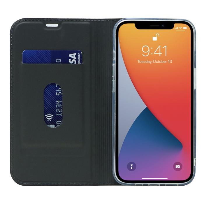 Bild 4,  iPhone 13 Pro - Silkeslent Läder Flip Fodral - Svart - Teknikhallen.se