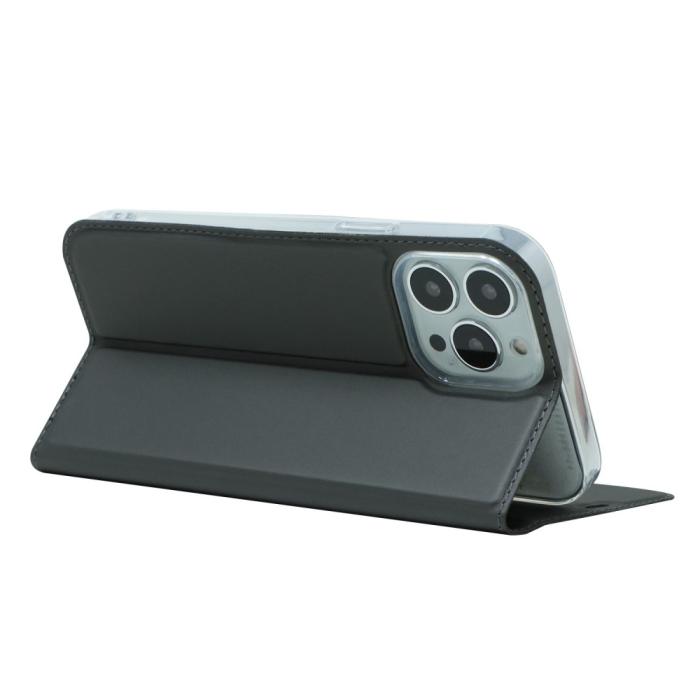 Bild 5,  iPhone 13 Pro - Silkeslent Läder Flip Fodral - Svart - Teknikhallen.se