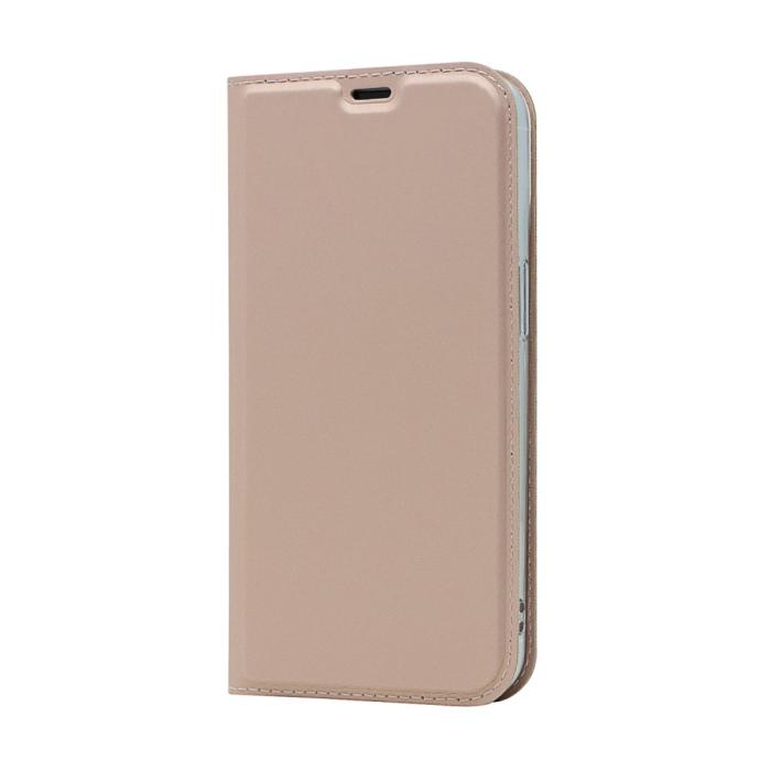 Bild 2,  iPhone 13 Pro - Silkeslent Läder Flip Fodral - Roséguld - Teknikhallen.se