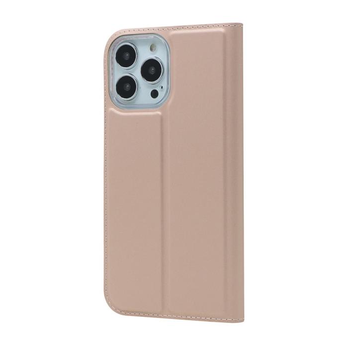 Bild 3,  iPhone 13 Pro - Silkeslent Läder Flip Fodral - Roséguld - Teknikhallen.se