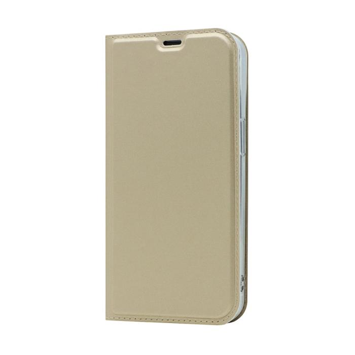 Bild 2,  iPhone 13 Pro - Silkeslent Läder Flip Fodral - Guld - Teknikhallen.se