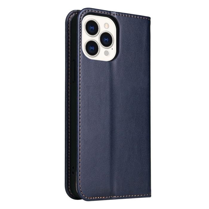 Bild 3,  iPhone 13 Pro - Läder Flip Fodral - Blå - Teknikhallen.se