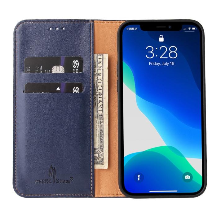 Bild 4,  iPhone 13 Pro - Läder Flip Fodral - Blå - Teknikhallen.se