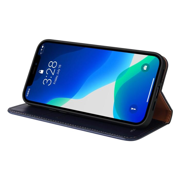 Bild 6,  iPhone 13 Pro - Läder Flip Fodral - Blå - Teknikhallen.se