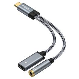 CableCreation CableCreation 60W PD 2in1 USB-C Till USB-C/AUX Adapter Grå - Teknikhallen.se