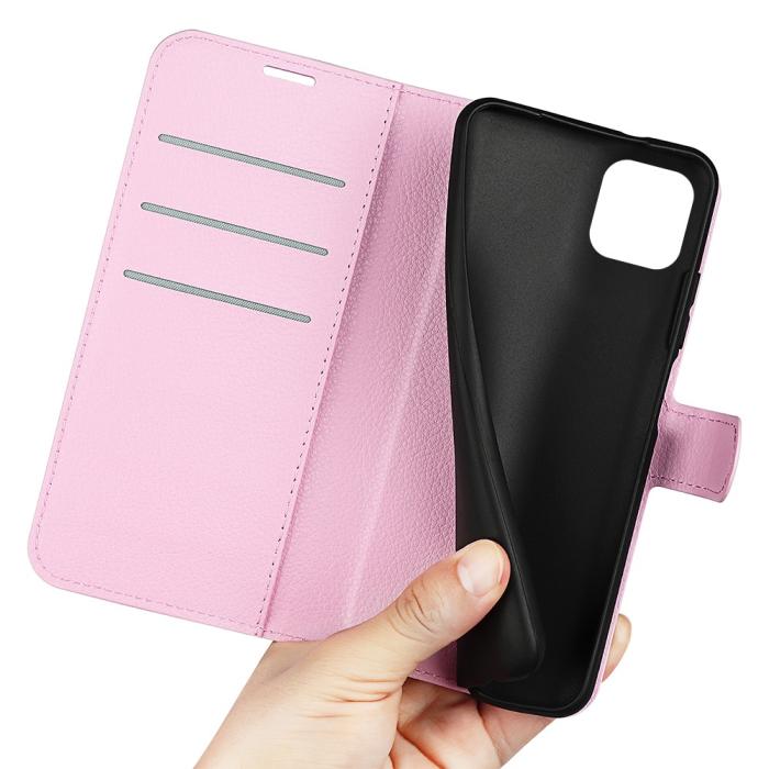 Bild 6,  Samsung Galaxy A03 Fodral Litchi Läder Ljus Rosa - Teknikhallen.se