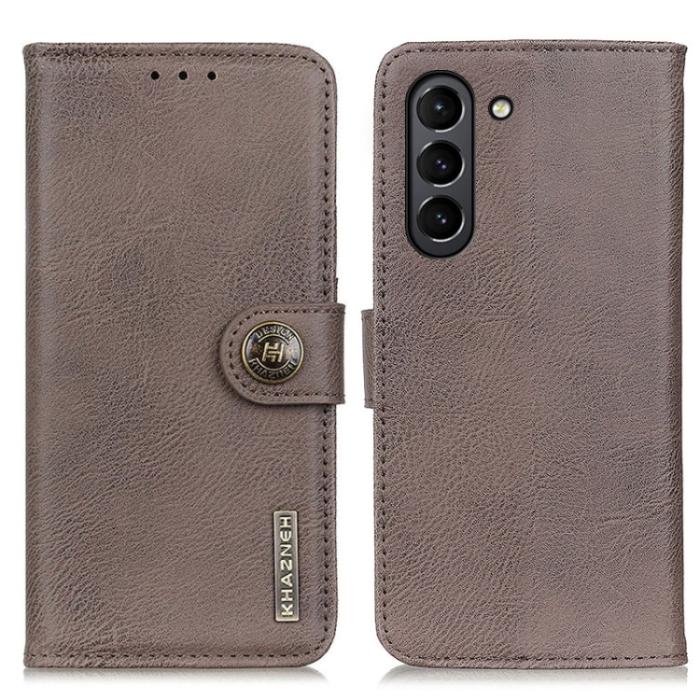 Bild 2, KHAZNEH KHAZNEH Samsung Galaxy S21 FE Fodral Läder Khaki - Teknikhallen.se