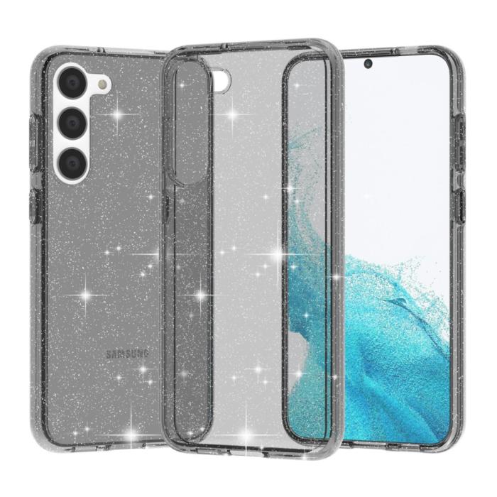 Bild 2,  Samsung Galaxy S23 Plus Skal Glitter Hybrid Grå - Teknikhallen.se