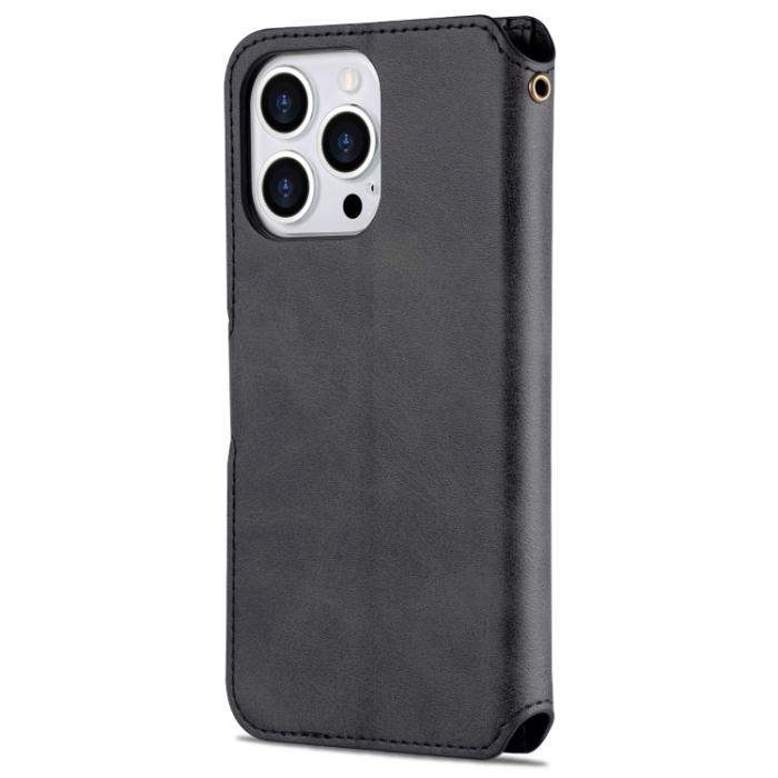 Bild 3, AZNS AZNS iPhone 14 Pro Fodral Läder Svart - Teknikhallen.se
