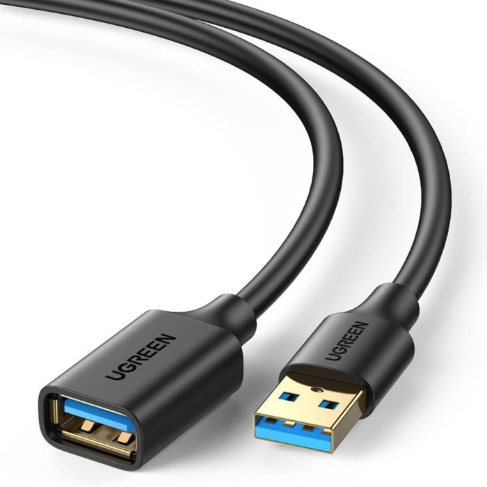 Bild 2, UGREEN UGREEN 2m USB 3.0 Hane Till Hona Förlängningskabel Svart - Teknikhallen.se