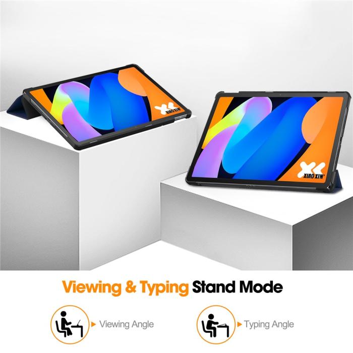Bild 4,  Lenovo Idea Tab Fodral Tri-Fold Läder Mörk Blå - Teknikhallen.se
