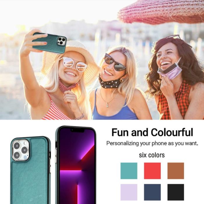 Bild 6,  iPhone 15 Pro Skal Läderbelagt Grön - Teknikhallen.se