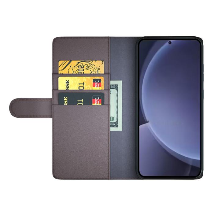 Bild 2,  Samsung Galaxy S25 Plus Fodral Premium Äkta Läder Brun - Teknikhallen.se
