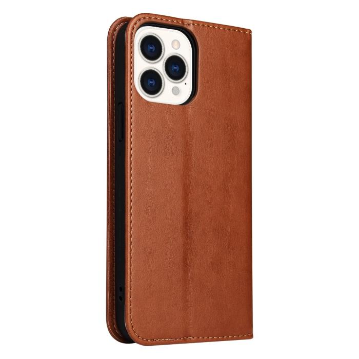Bild 3,  iPhone 13 Pro - Läder Flip Fodral - Brun - Teknikhallen.se