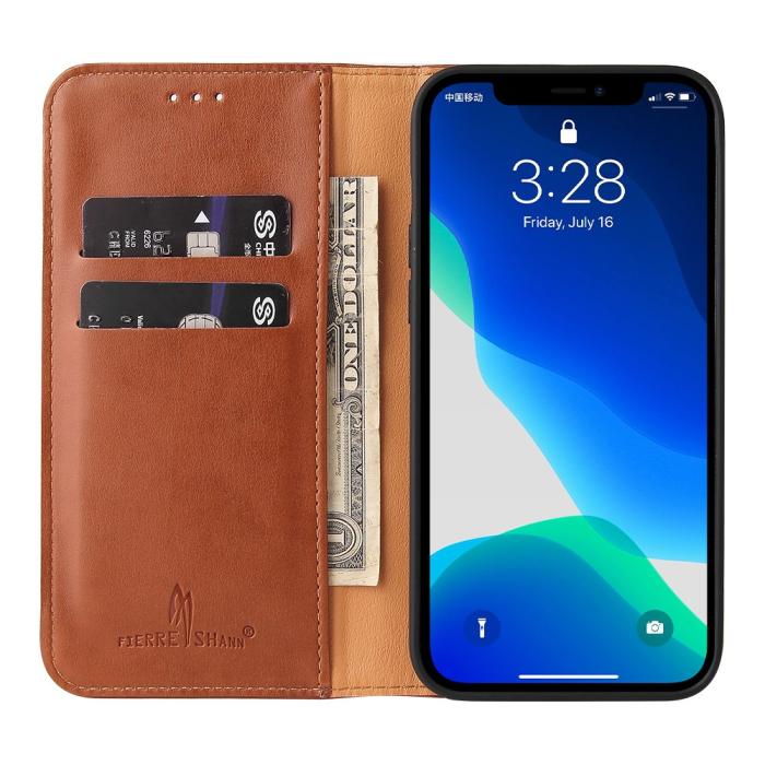 Bild 4,  iPhone 13 Pro - Läder Flip Fodral - Brun - Teknikhallen.se