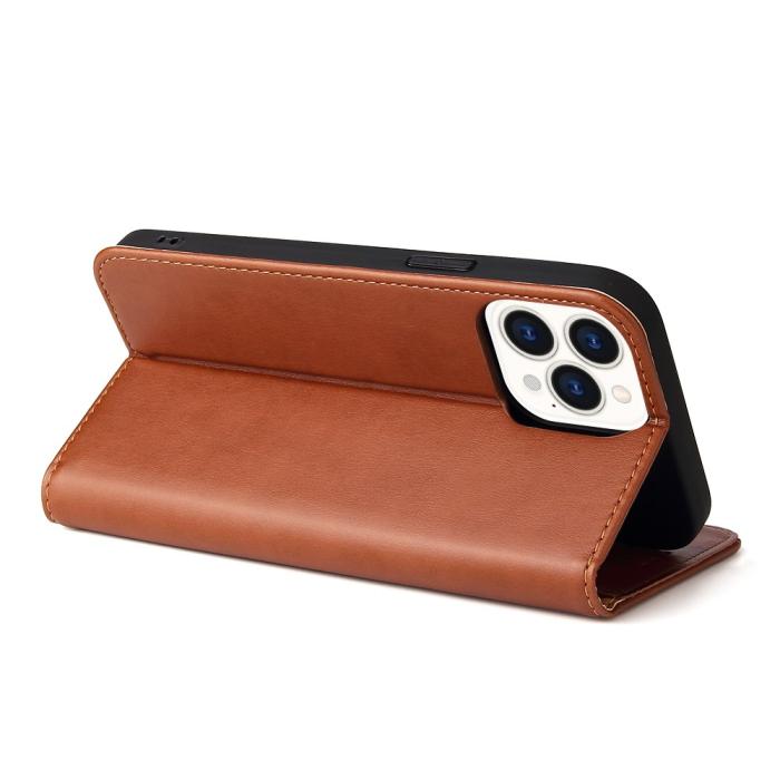 Bild 5,  iPhone 13 Pro - Läder Flip Fodral - Brun - Teknikhallen.se