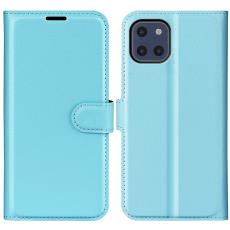  Samsung Galaxy A03 Fodral Litchi L&auml;der Ljus Bl&aring; - Teknikhallen.se