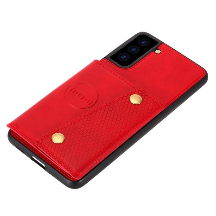 Bild 3,  Samsung Galaxy S22 Skal Med Kortfack Och Magnet Röd - Teknikhallen.se