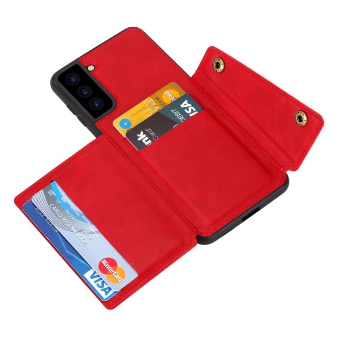 Bild 5,  Samsung Galaxy S22 Skal Med Kortfack Och Magnet Röd - Teknikhallen.se
