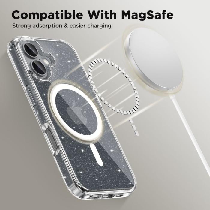 Bild 2, Tech-Protect Tech-Protect iPhone 16 Skal MagSafe FlexAir Hybrid Glitter - Teknikhallen.se