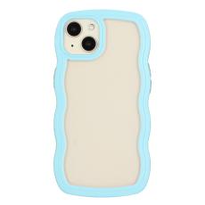  iPhone 15 Skal Wavy Hybrid Transparent/Bl&aring; - Teknikhallen.se