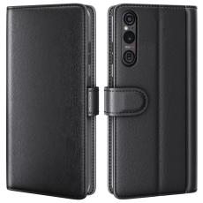  Sony Xperia 1 VI Fodral Premium &Auml;kta L&auml;der Svart - Teknikhallen.se
