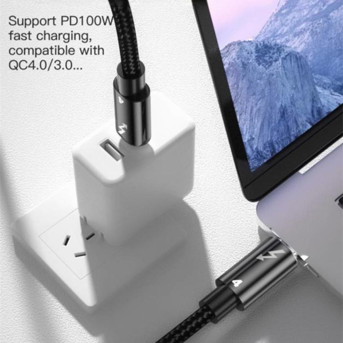 Bild 3,  Thunderbolt 4 Kabel 1m USB-C 100W 8K 60Hz PD Svart - Teknikhallen.se