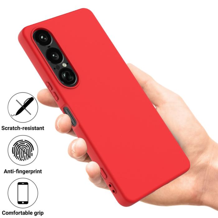 Bild 2,  Sony Xperia 1 VII Skal Liquid Silikon Röd - Teknikhallen.se