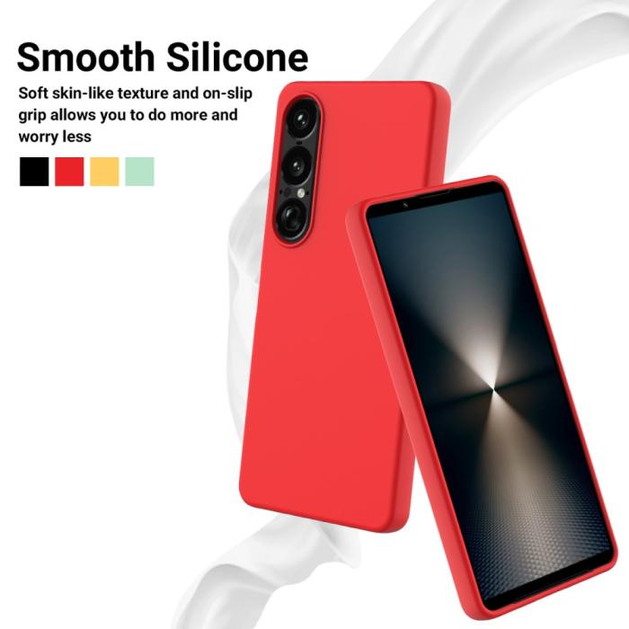 Bild 3,  Sony Xperia 1 VII Skal Liquid Silikon Röd - Teknikhallen.se