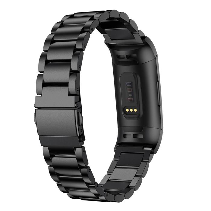 Bild 2,  Lyxigt Metallarmband Fitbit Charge 3 / 4 Svart - Teknikhallen.se