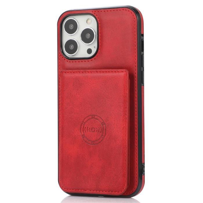 Bild 3,  iPhone 13 Pro - Läderbelagt Skal Med Kortfack - Röd - Teknikhallen.se