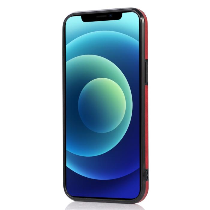 Bild 4,  iPhone 13 Pro - Läderbelagt Skal Med Kortfack - Röd - Teknikhallen.se
