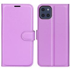 Samsung Galaxy A03 Fodral Litchi L&auml;der Lila - Teknikhallen.se