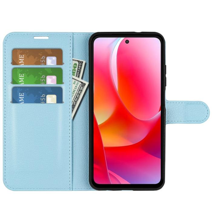 Bild 4,  Samsung Galaxy A03 Fodral Litchi Läder Ljus Blå - Teknikhallen.se