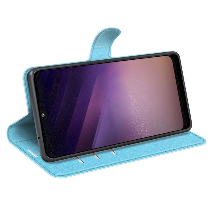 Bild 5,  Samsung Galaxy A03 Fodral Litchi Läder Ljus Blå - Teknikhallen.se