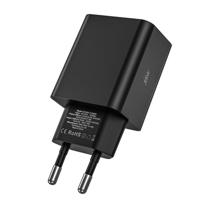Bild 3, Tech-Protect Tech-Protect 35W PD 2x USB-C Väggladdare Vit - Teknikhallen.se