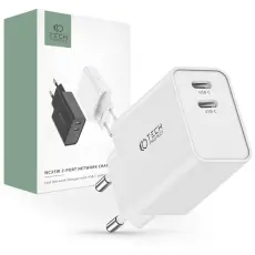 Tech-Protect Tech-Protect 35W PD 2x USB-C V&auml;ggladdare Vit - Teknikhallen.se