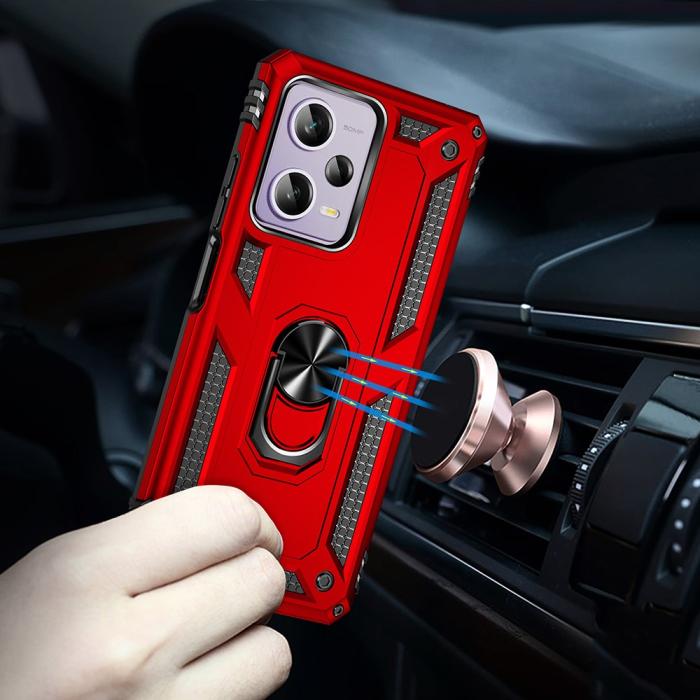 Bild 5,  Xiaomi Redmi Note 12 Pro 5G Skal Ring Armor Hybrid Röd - Teknikhallen.se