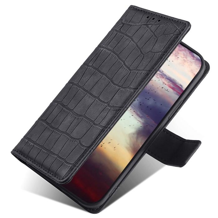 Bild 4,  Samsung Galaxy S23 Plus Fodral Krokodil Textur Svart - Teknikhallen.se