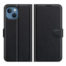  iPhone 13 Mini Fodral Litchi L&auml;der Svart - Teknikhallen.se