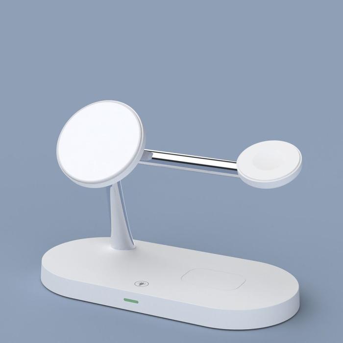 Bild 4, Tech-Protect Tech-Protect 15W LED 3in1 Magnetisk MagSafe Laddare Vit - Teknikhallen.se