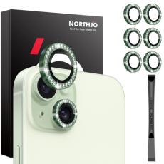 NORTHJO NORTHJO iPhone 15/15 Plus/14/14 Plus Linsskydd Strass 3-PACK Gr&ouml;n - Teknikhallen.se