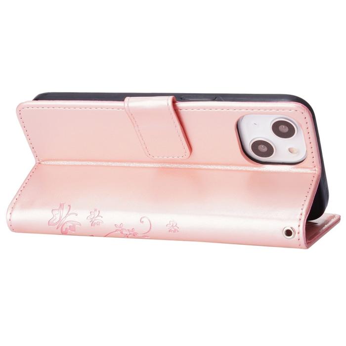 Bild 4,  iPhone 15 Plus Fodral Med Blommigt Tryck Roséguld - Teknikhallen.se