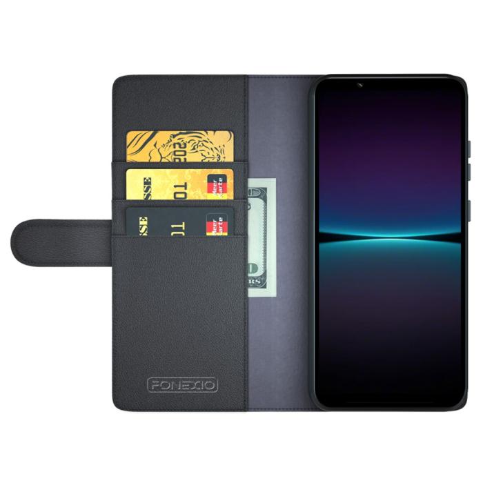 Bild 2,  Sony Xperia 1 VI Fodral Premium Äkta Läder Svart - Teknikhallen.se