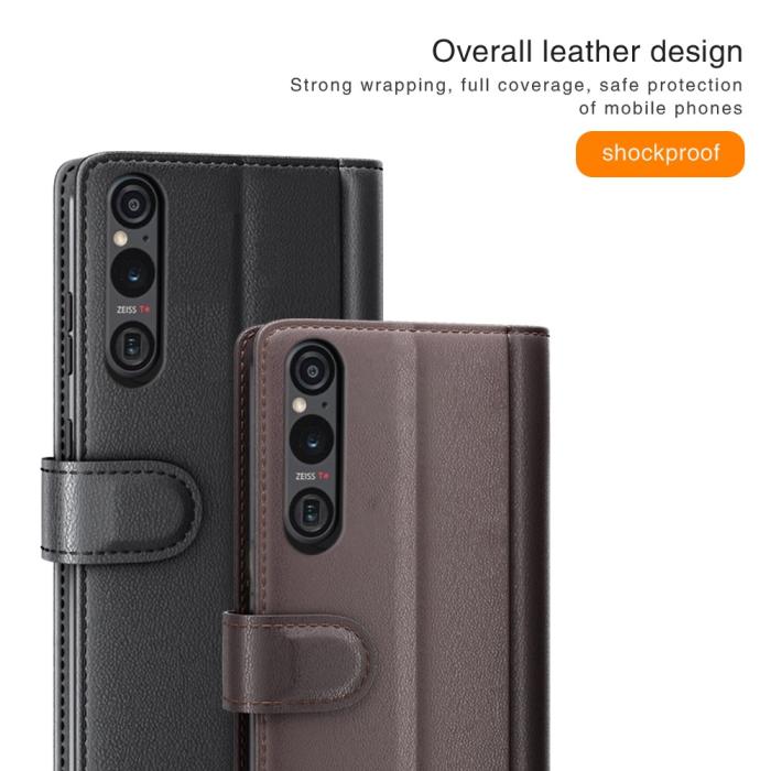 Bild 6,  Sony Xperia 1 VI Fodral Premium Äkta Läder Svart - Teknikhallen.se