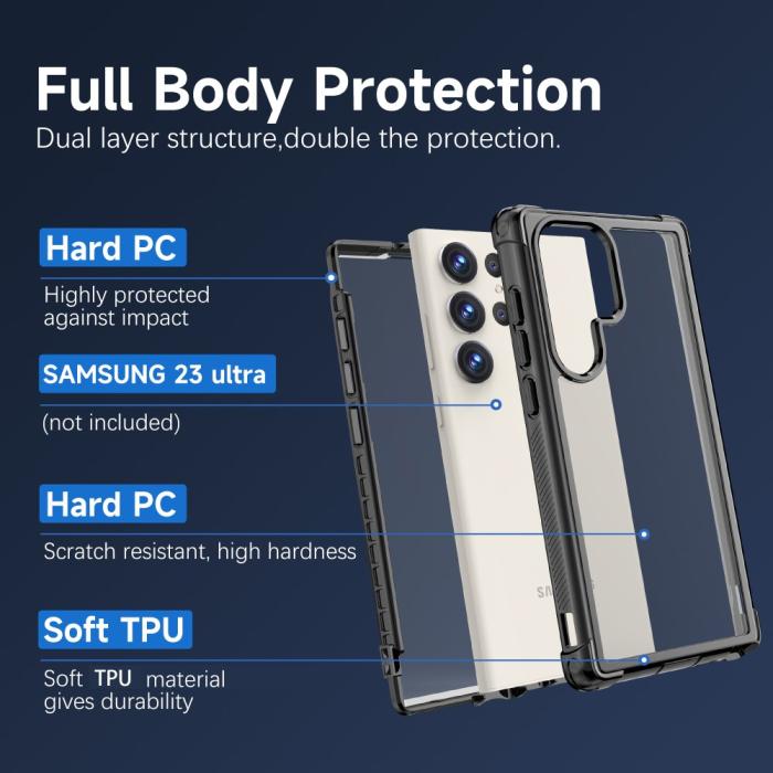 Bild 2,  Samsung Galaxy S23 Ultra Skal Shockproof Hybrid Svart - Teknikhallen.se