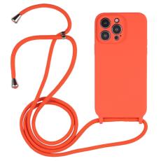  iPhone 15 Pro Max Skal Silikon Med Sn&ouml;re Orange - Teknikhallen.se