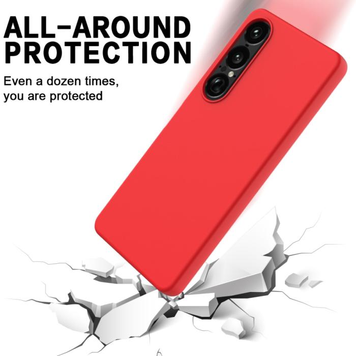 Bild 5,  Sony Xperia 1 VII Skal Liquid Silikon Röd - Teknikhallen.se