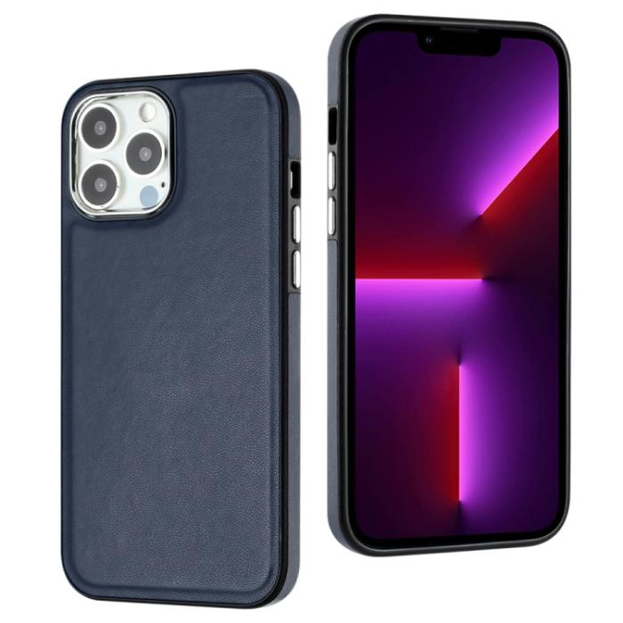 Bild 2,  iPhone 15 Pro Skal Läderbelagt Blå - Teknikhallen.se
