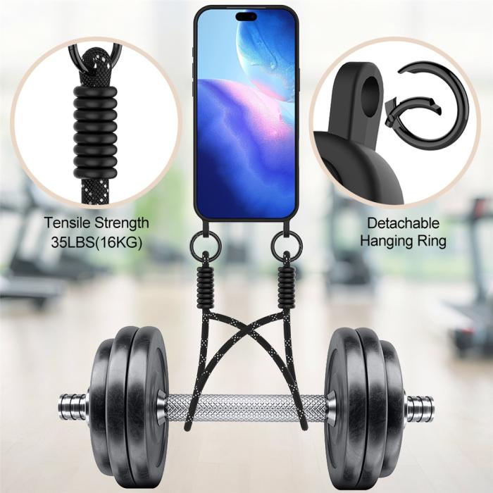 Bild 4,  iPhone 17 Pro Skal Med Kortfack & Mobilsnöre Silikon Svart - Teknikhallen.se